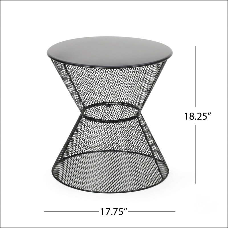Table d'appoint NEVada avec structure en fer durable et conception en filet Breezy pour une détente en plein air et un style intemporel
