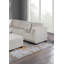 Canapé d'angle en velours côtelé beige en forme de L avec accoudoirs, coussins et pouf de cocktail
