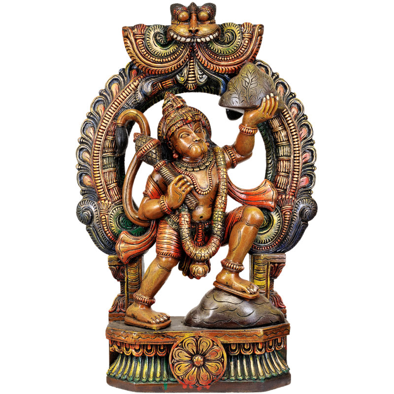Hanuman Ji portant le mont Dron des herbes de Sanjeevani