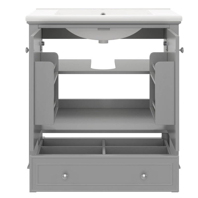 Meuble-lavabo 36 po avec lavabo et rangement polyvalent, Gris