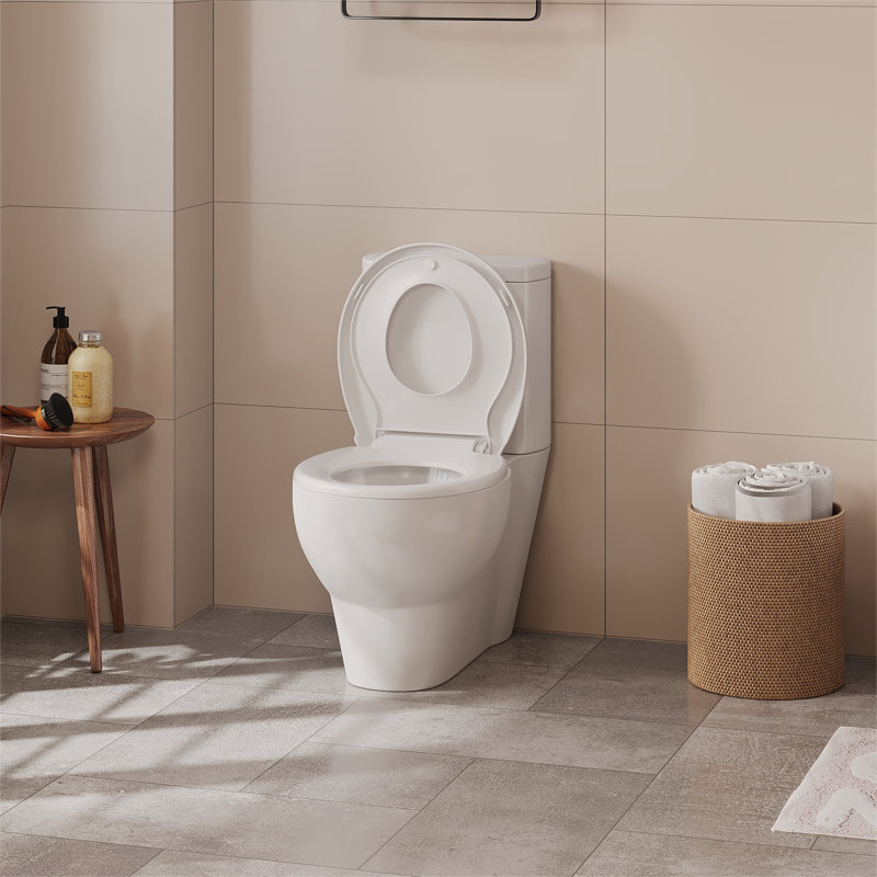 Toilet Seat, Round Toilet Seat With Toddler Seat, Quick-Release Structure Toilet Seat, Quick-Attach Hardware & Full Flat With Grip-Tight Bumpers, Quiet-Close Seat, White 17 in