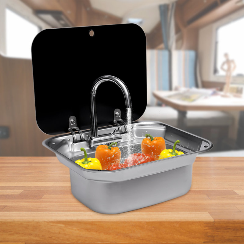 Évier de cuisine à montage sur plan 16,65 po x l 14,69 po avec robinet