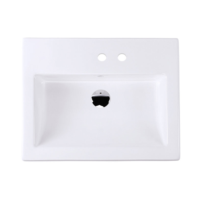 Aquagrande 23.5'' L Bathroom Sink, 2 Hole - 4" Centers
