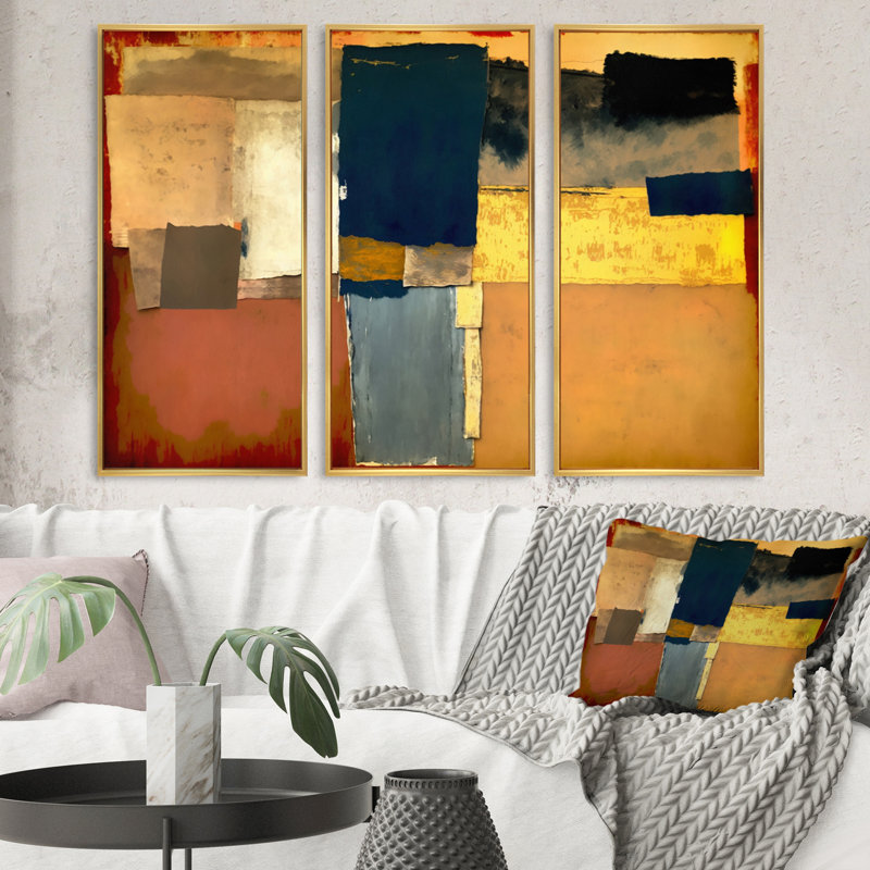 «Blue Sky Above Redend Point VI», reproduction sur toile 3 pièces, Toile avec cadre doré, H 32 po x l 48 po x P 1 po
