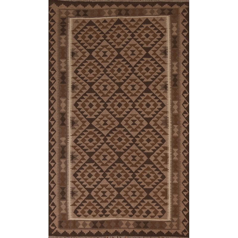 Tapis géométrique tissé à la main kilim 5 x 8