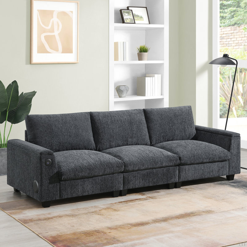 Canapé modulaire avec haut-parleur Bluetooth, ensemble de canapé Comfy Cloud avec table rabattable, porte-gobelets, chargeur USB