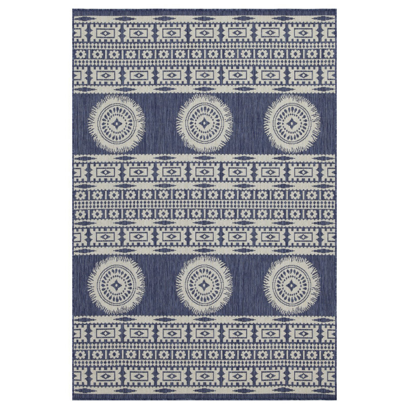 Tapis bleu intérieur / extérieur Sunshine, Tapis de couloir 2 pi 7 po x 7 pi 3 po