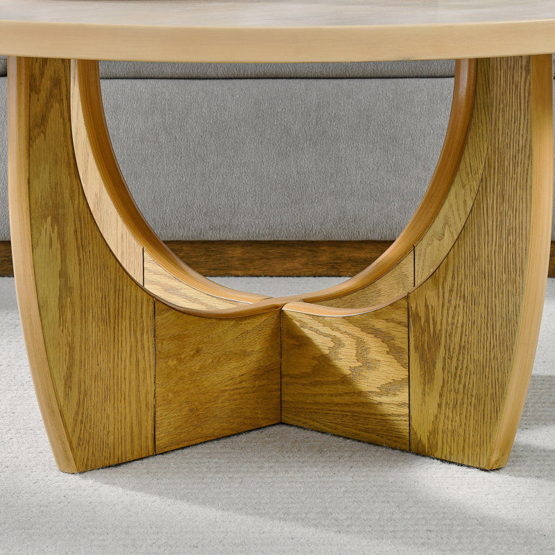 Table basse ronde en bois 36 po, Brun