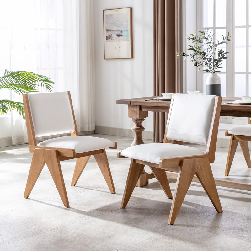 Kaytlynn 19'' H Upholstered Oak Side Chair, Velvet Cream