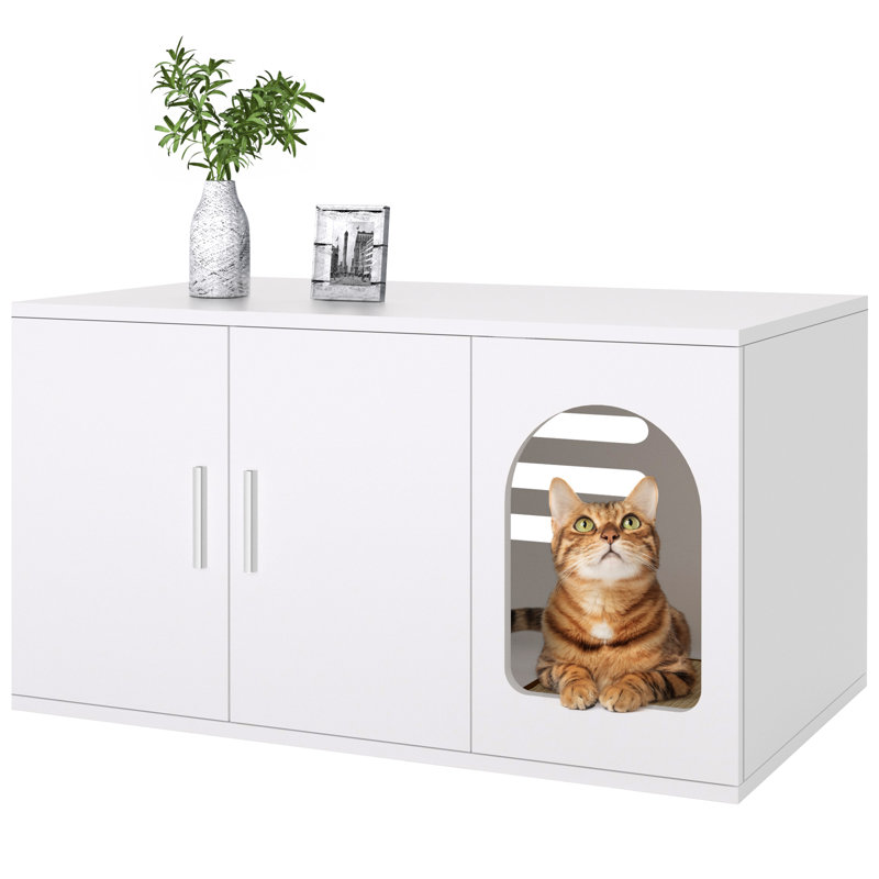 Tucker Murphy Pet™ Cat Litter Box Enclosure Furniture As End Side Table, Stackable Litter Box Furniture With Front-entry Cat Door