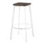 Tabouret de bar carré en métal blanc rétro et bambou grain de bois pressé espresso - ensemble de 2