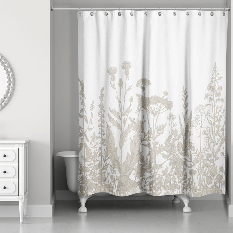 Thoms Floral Shower Curtain, Beige
