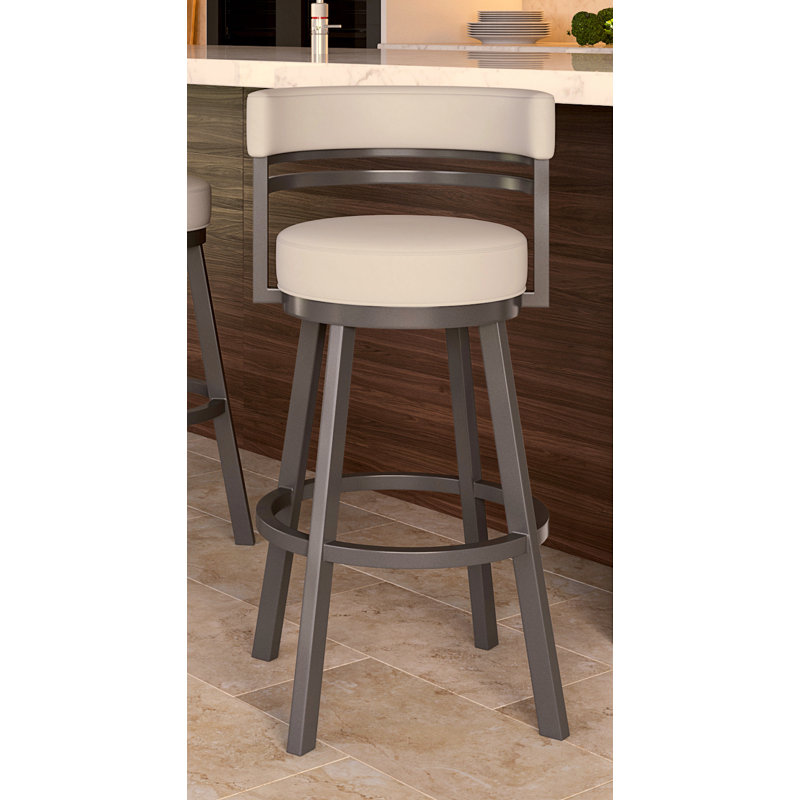 Tabouret de bar et de comptoir Belvie, Tabouret de comptoir (siège d'une hauteur de 26 p, Gris silex, Crème, crème