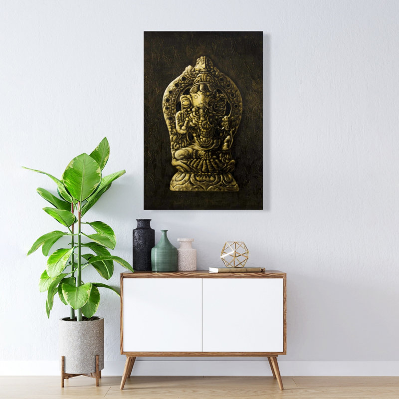 Lord Ganesha - art sur toile doré pour la décoration spirituelle