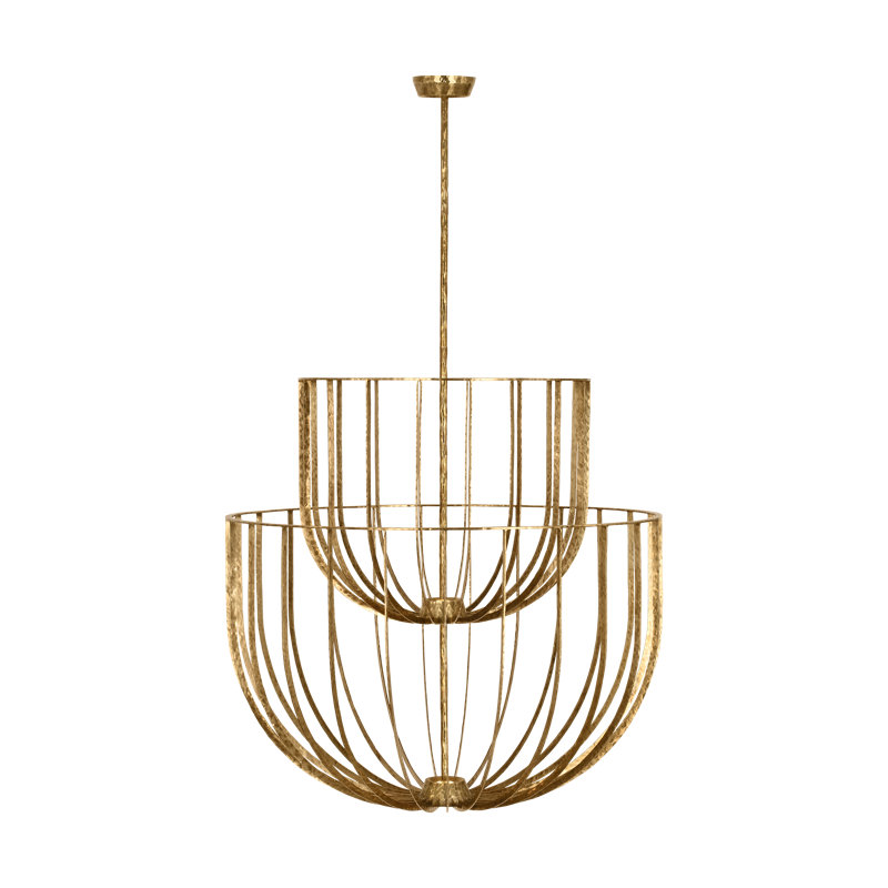 Sean Lavin Sanchi 3-light large two tier chandelier in polished antique brass finish, Polished Antique Brass