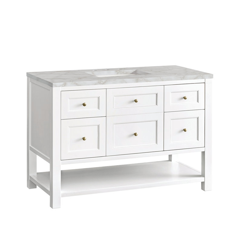 Breckenridge 48'' W Single Vanity, Bright White, Victorian Silver, 8" Widespread