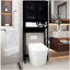 Étagère de rangement de toilette noire peu encombrante, tablette de rangement au-dessus de la toilette pour la salle de bain, armoire de rangement autoportante en métal pour la salle de lavage, étagères de rangement indépendantes pour la salle de bain