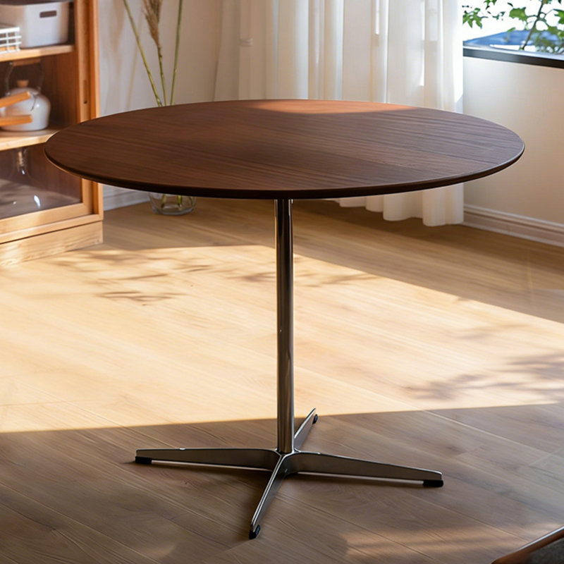 Table de salle à manger ronde brune en bois massif, H 29,13 po x L 39,37 po x l 39,37 po