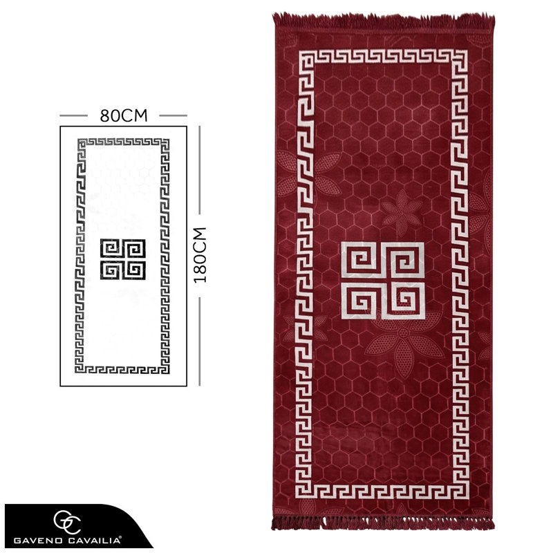 Rectangle Geometric Shapes Washable Area Rug, BURGUNDY, Runner 80 x 180 cm