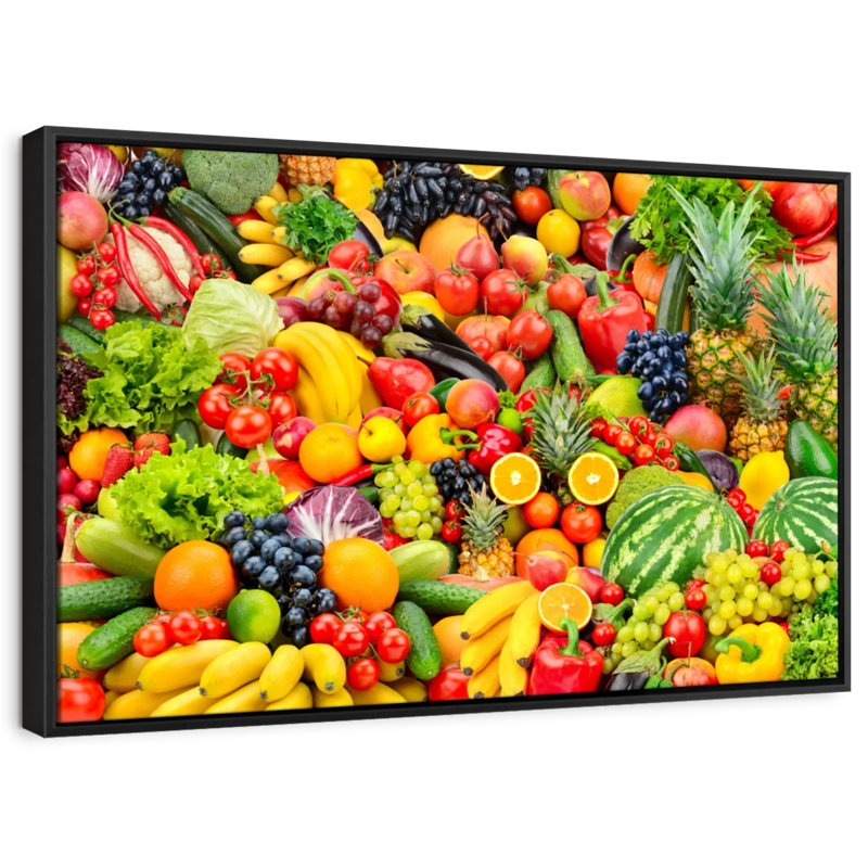 Impression sur toile de fruits et légumes frais, H 9 po x l 13 po