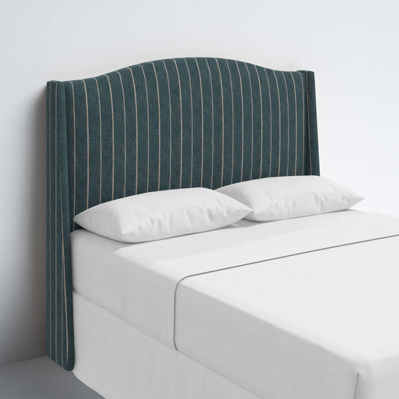 Vasiliy Upholstered Headboard, California King, Cotton Blend Striped Blue