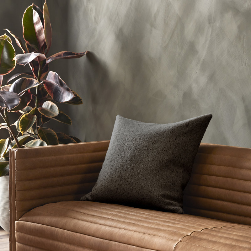 Stonewash Linen Pillow Cover & Insert, Hasselt Ebony, Square 22"
