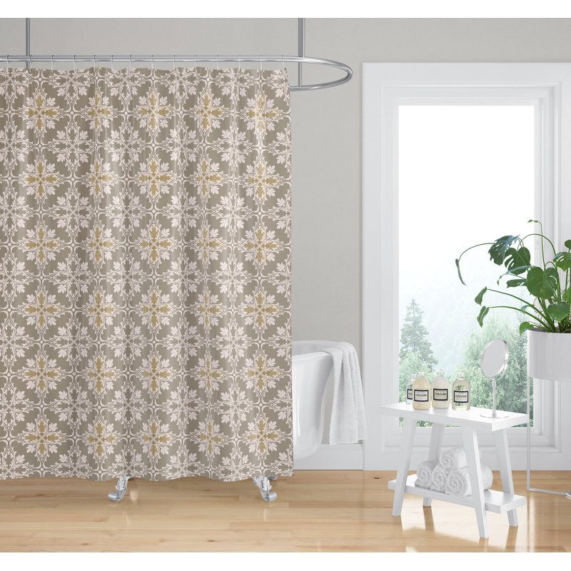 Delaia Geometric Shower Curtain, Brown/Beige, 90" H x 70" W
