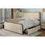 Structure de lit moderne en métal avec tête de lit et pied de lit rembourrés courbés avec 4 tiroirs de rangement, lattes métalliques robustes, beige-6963069