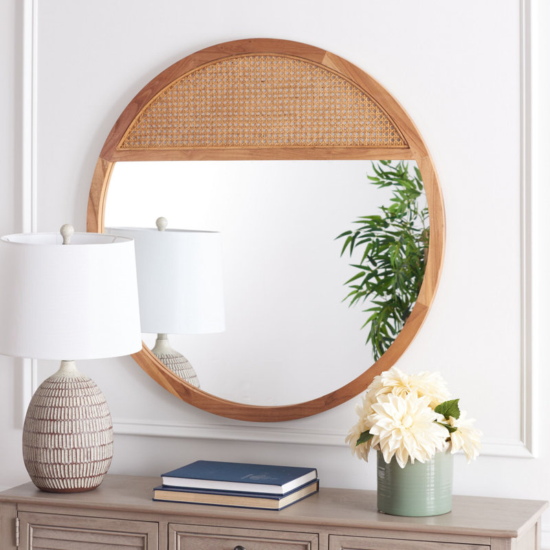 Miroir mural en bois massif Karima, Brun