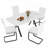 Rectangular Tempered Glass Dining Table with Marble Pattern and Gold Metal Legs