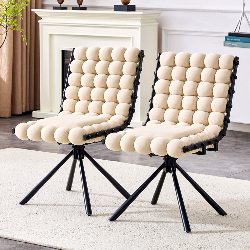 Ensemble de 2 chaises de salle à manger Puffy, Beige, Noir