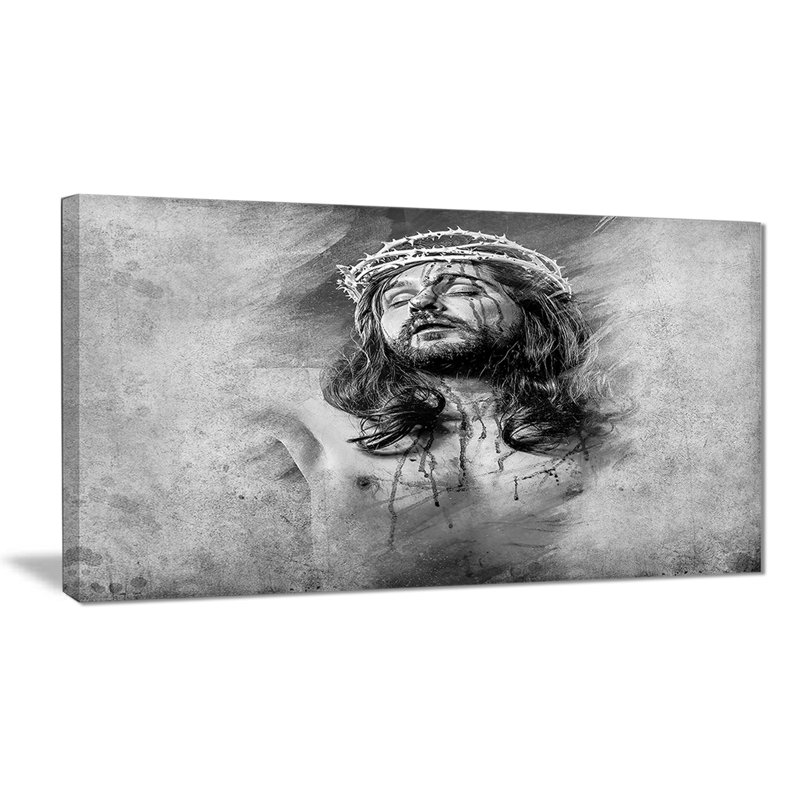 Reproduction d’art graphique sur toile tendue Jesus Christ, H 20 po x l 40 po x p 1 po