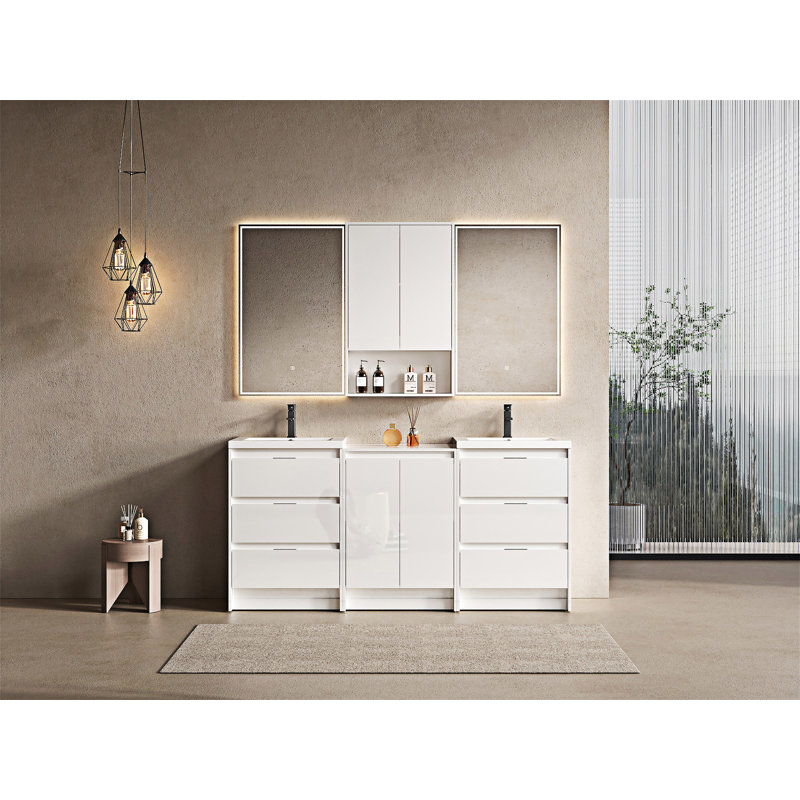 Meuble-lavabo autoportant avec lavabo en résine