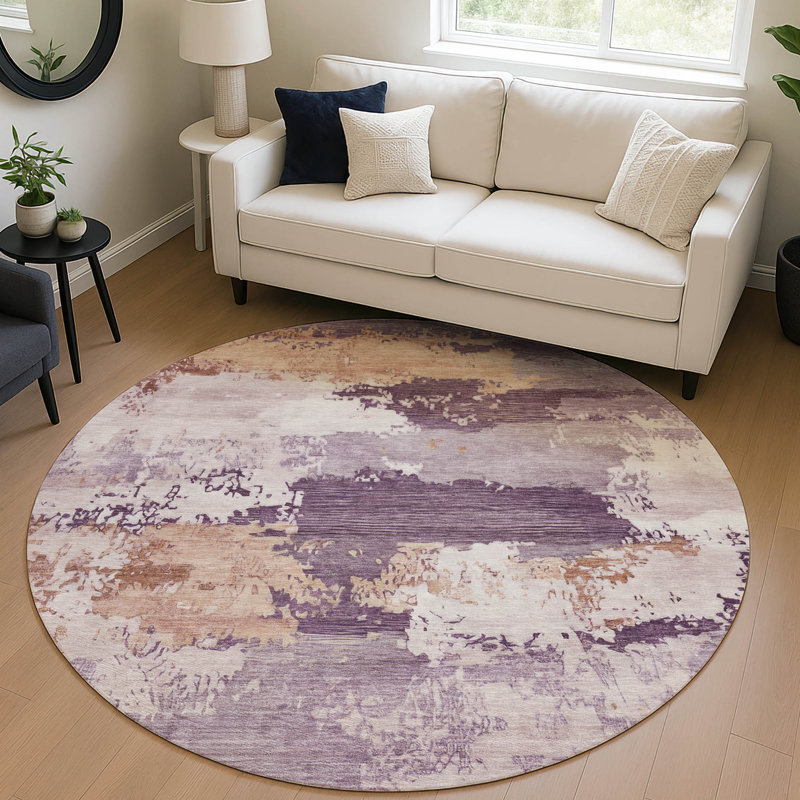 Machine Washable Indoor/Outdoor Kesler ACN2372 Abstract Rug, Round 8'