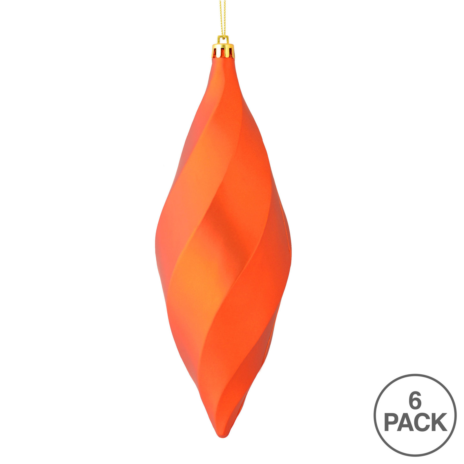 8" Swirl Finial Ornament, Matte Burnished Orange