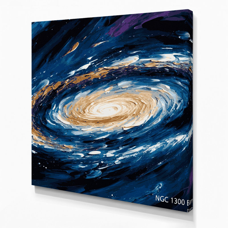 Art mural sur toile, galaxie spirale barrée, H 8 po x l 8 po