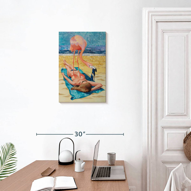 Brampt Flamingo On Sun Bather, 24" H x 16" W