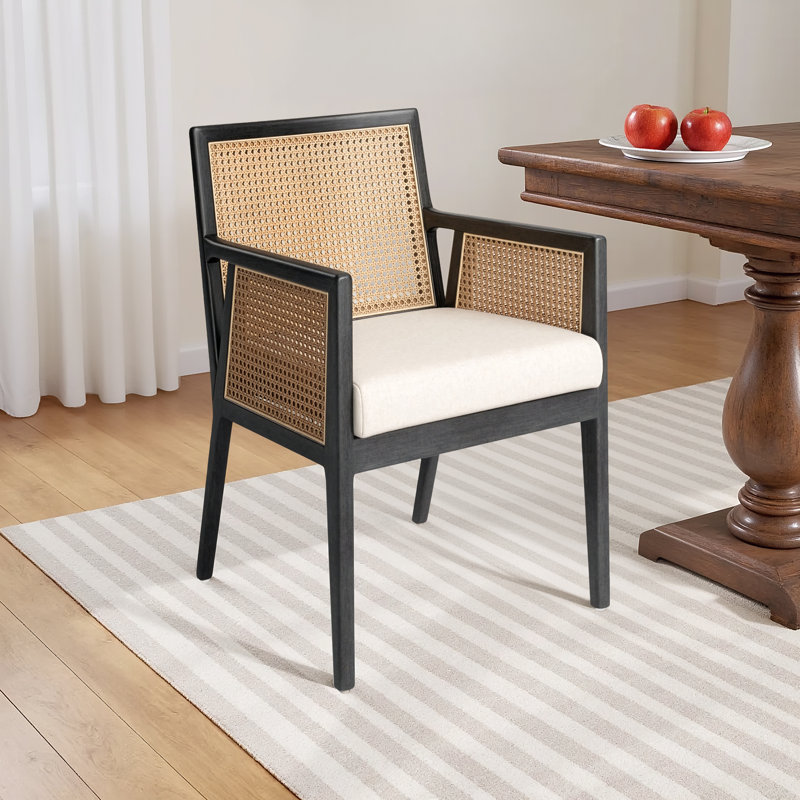Sergi Arm Chair in Brushed Ebony, Light Natural