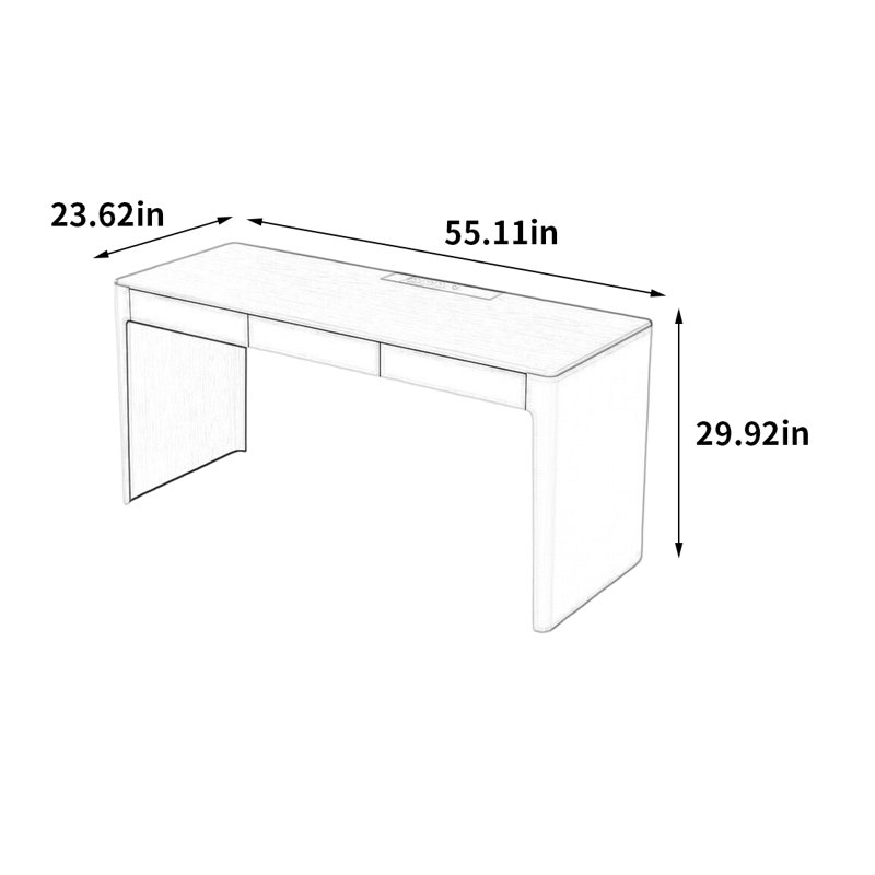 Bureau de luxe en bois massif, H 29,92 po x l 55,11 po x P 23,62 po