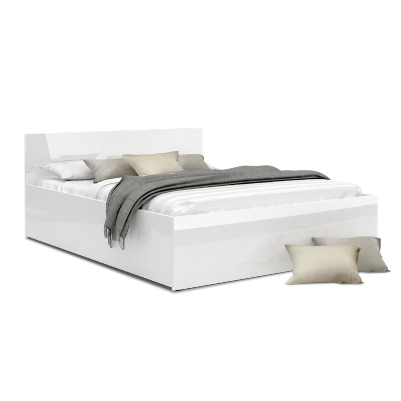Audrienna Solid Wood Bed, European Double (140 x 200cm), White Gloss