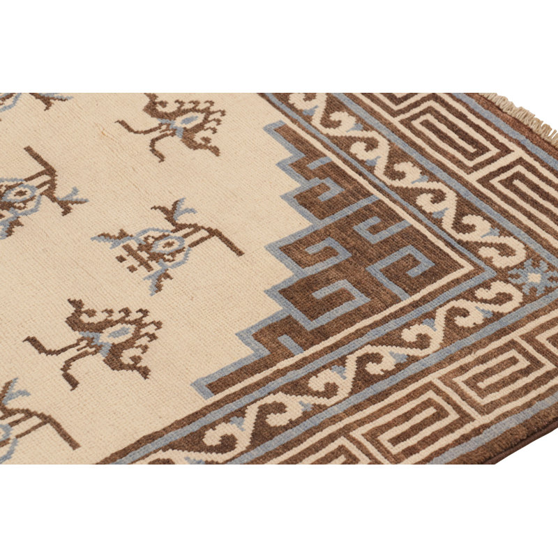 Art Deco Hand Knotted Wool Area Rug, Rectangle 5' x 8'