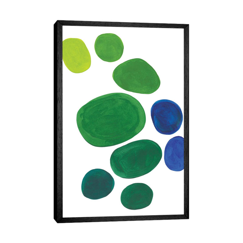 Minimal Pond Pebbles - Painting on Canvas, Black Framed, 66.04 cm H x 45.72 cm W