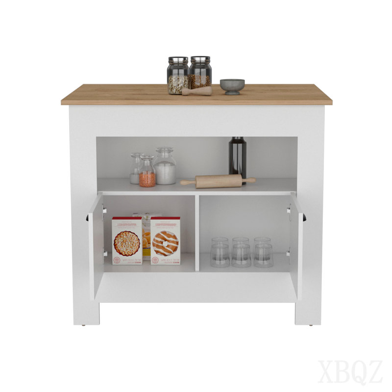 Armoire à deux portes et tablette pour îlot de cuisine, White