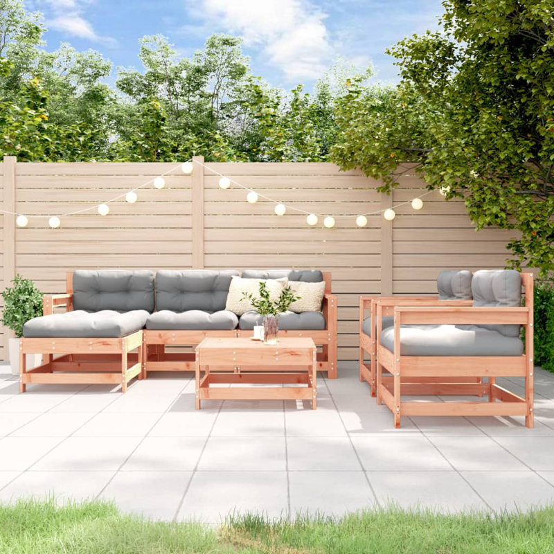 Wood Wicker 6 - Person Garden Lounge Set