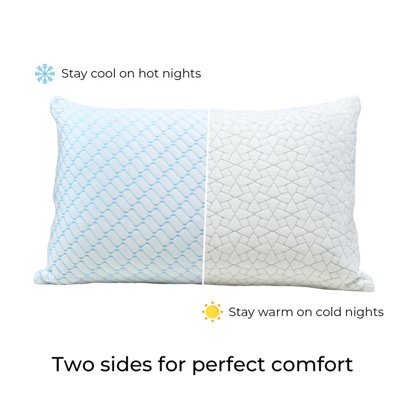 Cooling Memory Foam Pillows Set of 2 – Breathable Dual-Sided Cooling Cover, Medium Support Contour Pillow for Neck & Shoulder Pain, Bed Pillows for Back Side Sleepers
