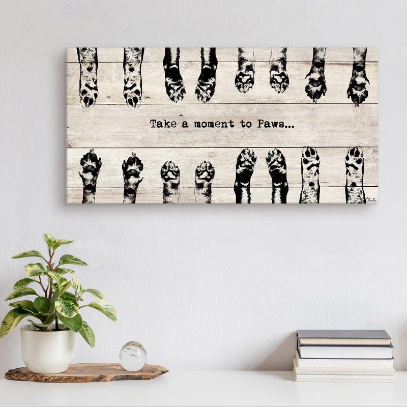 "Paws" par Olivia Rose - Art textuel sur toile tendue, H 12 po x l 24 po x P 1,5 po