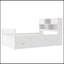 Structure de lit plateforme double pleine grandeur avec bibliothèques de rangement et tablettes, quatre tiroirs, blanc