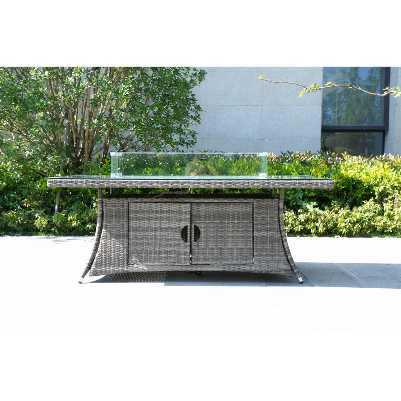 Aerolyn Rectangle Propane Smokeless Fire Pit Table with Hidden Fuel Tank