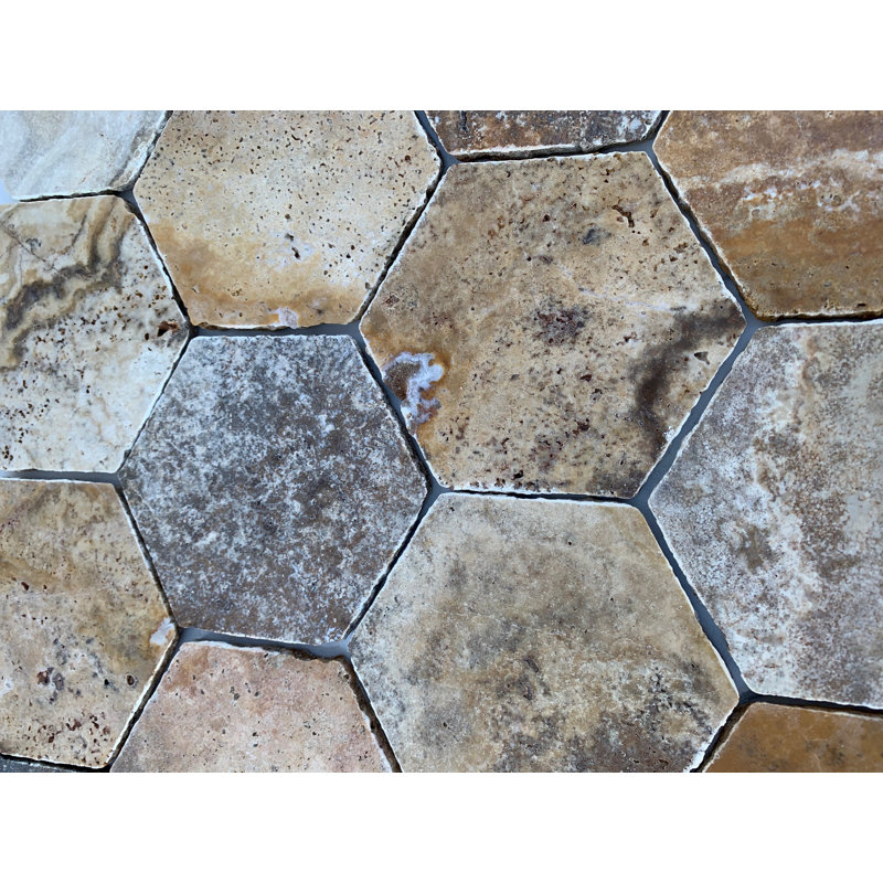 Carrelage hexagonal 6 po Scabos Travertine