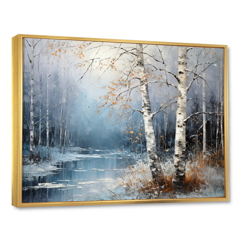 Birchs Ballet sur toile, H 16 po x l 32 po x P 1 po, Cadre flottant doré